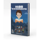 Boekomslag van Habib en de bondgenoten met geïllustreerde lezer bij nacht